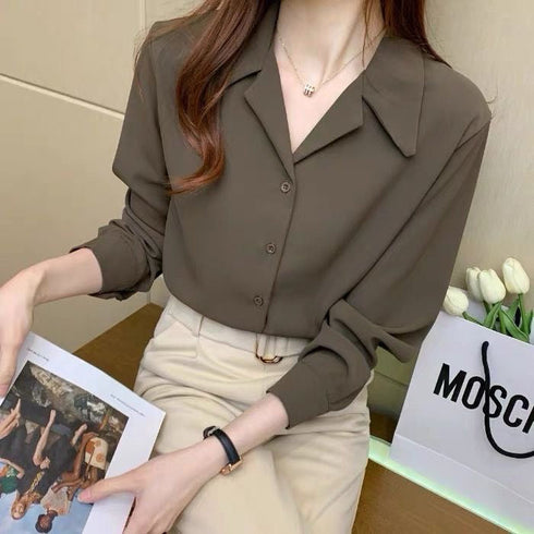 Women Formal Collar Down Shirts
